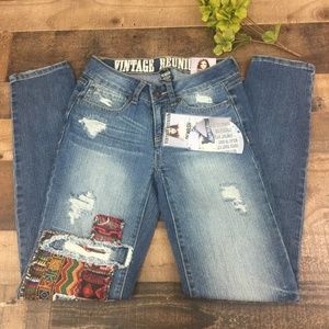 NWT Rewash Factory Distress Patchwork Skinny Jeans